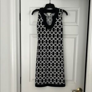 White House Black Market Chic Black and White Geometric Dress
